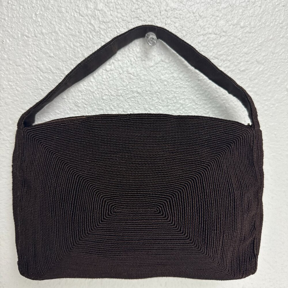 Vintage Brown Fabric Mini Bag / Purse Evening Party